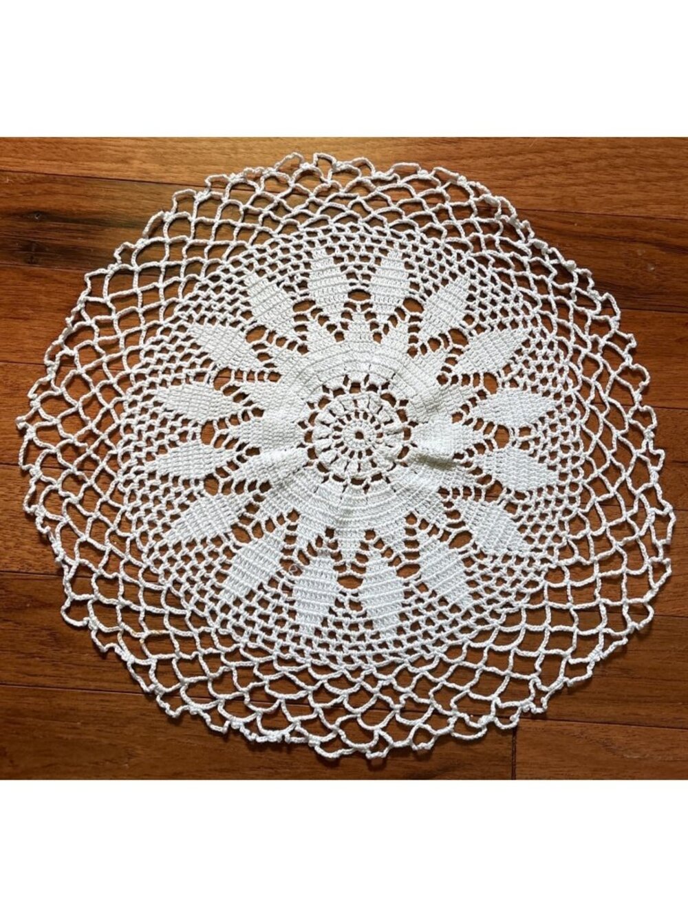 Handmade Crochet Doily White 13" Lace Round Table Accent Floral Motif Decor